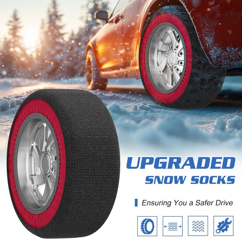 DoCred Automotive Snow Socks - Great Alternative to Tire Chains, Thickened Polyester Fiber for Maximum Traction & Grip, Fits Car, SUV, Pickup and Truck (Set of 2) - Medium - Image 2